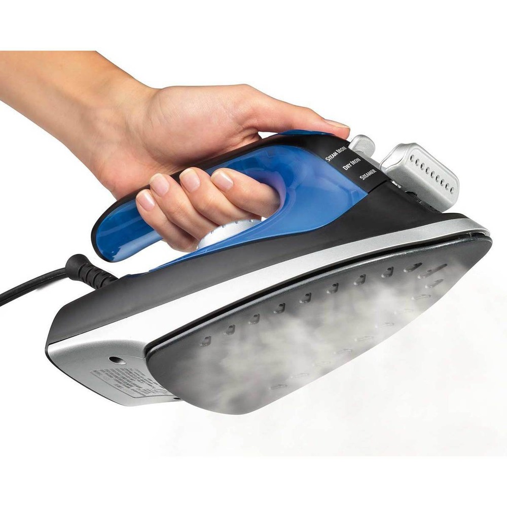 Hamilton Beach 2-in-1 Iron Steamer OS Black Blue New 14525 Space-Saving Design